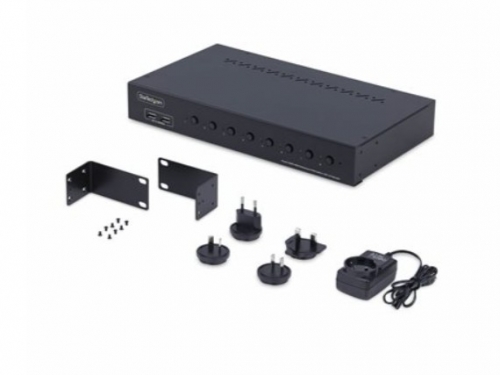 Switch KVM StarTech.com R8AH202-KVM-SWITCH – 8 Portas HDMI, 4K 60 Hz, HDMI 2.0, Hub USB 2.0 de 4 Portas, Áudio, Rack 1U