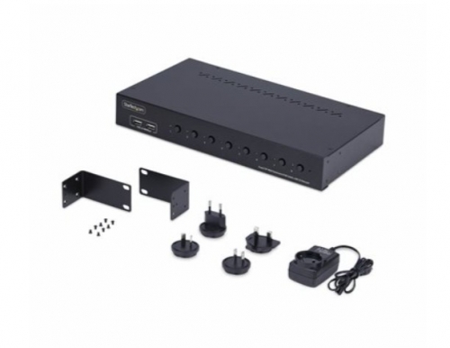 Switch KVM StarTech.com R8AD122-KVM-SWITCH – 8 Portas DisplayPort, 4K 60 Hz, DP 1.2, Hub USB 2.0 de 4 Portas, Áudio, Rack 1U
