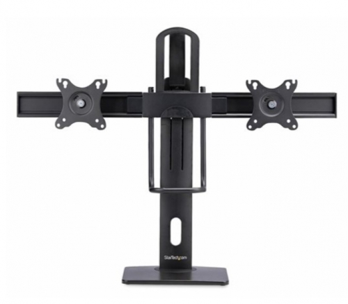 Suporte de Mesa para 2 Monitores StarTech.com 2MC1S-MONITOR-STAND – 17" a 27", VESA 75×75/100×100, Ajustável em Altura, Preto