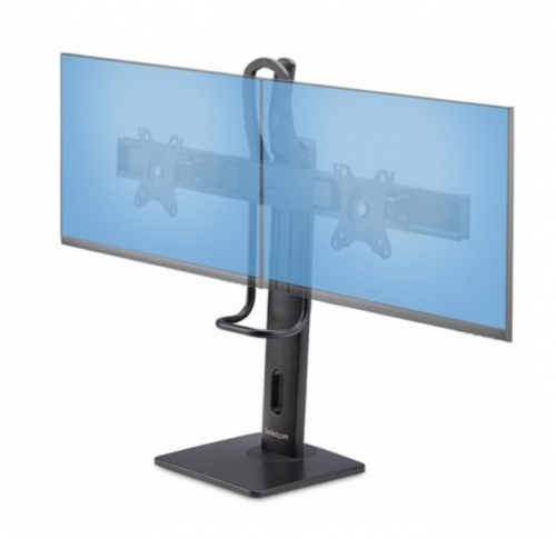 Suporte de Mesa para 2 Monitores StarTech.com 2MC1S-MONITOR-STAND – 17" a 27", VESA 75×75/100×100, Ajustável em Altura, Preto