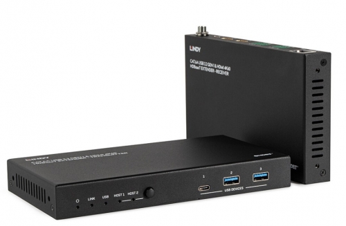 Extensor Lindy de 100 m Cat.6A 2 Host USB 3.2 Gen 1 e HDMI 4K60 HDBaseT