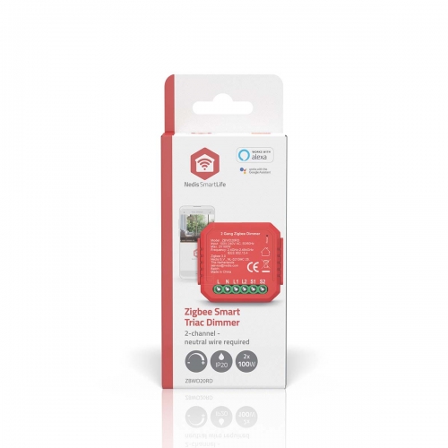 Módulo integrado SmartLife Dimmer Triac Duplo Nedis Zigbee 3.0, 2x100 W, Conexão de Terminal, Aplicativo disponível para: Android™ / IOS