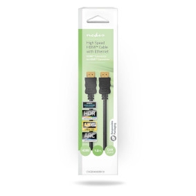 Cabo HDMI™ de alta velocidade NEDIS Conector HDMI™ | 4K a 60 Hz | ARC | 18 Gbps | 1,00 m | Redondo | PVC | Preto | Caixa