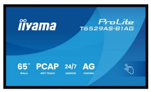 Monitor iiyama ProLite T6529AS-B1AG 65" LCD LED ecrã tátil 4K UHD LED preto