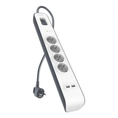Belkin Régua de Proteção Contra Surtos com 4 Tomadas e Carregamento USB de 2,4 A | BSV401VF2M-V2