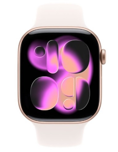 Apple Watch Series 11 GPS 46mm Alumínio Rosa-dourado c/ Bracelete Desportiva Rosa Leve S/M MEV64QL/A