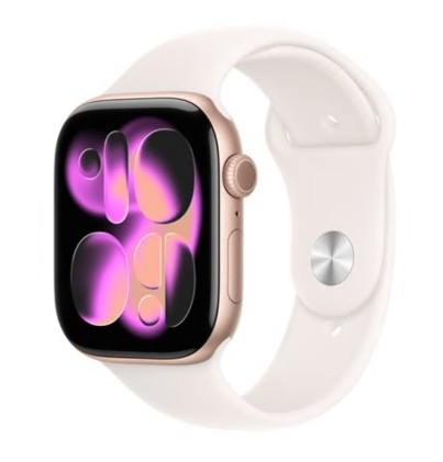 Apple Watch Series 11 (GPS + Cellular) 46 mm alumínio dourado rosa tamanho da banda: M/L 64 GB LTE, Wi-Fi 4, UWB, Bluetooth 5G , MFCJ4QL/A