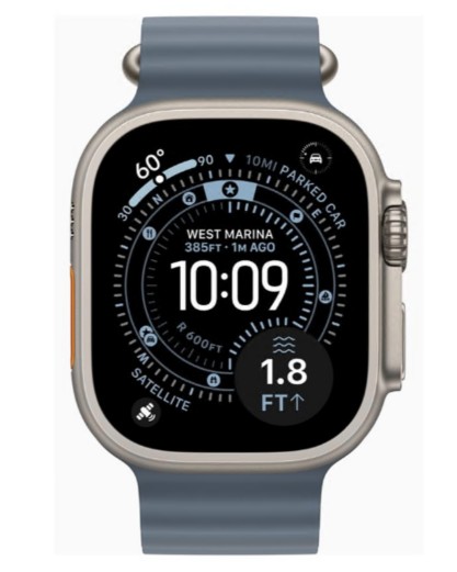 Apple Watch Ultra 3 GPS + Cellular 49mm Titânio Natural c/ Bracelete Ocean Azul-âncora MEWH4QL/A
