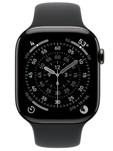 Apple Watch Series 11 GPS + Cellular 46mm Titânio Ardósia c/ Bracelete Desportiva Preta M/L MFD24QL/A