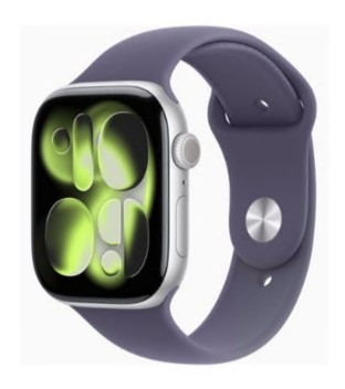 Apple Watch Series 11 GPS + Cellular 46mm Alumínio Prateado c/ Bracelete Desportiva Roxo Névoa M/L MFCR4QL/A