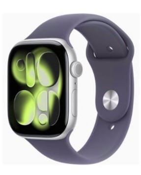 Apple Watch Series 11 GPS 46mm Alumínio Prateado c/ Bracelete Desportiva Roxo Névoa S/M MEV94QL/A