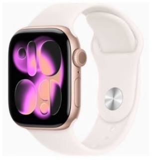 Apple Watch Series 11 GPS 42mm Alumínio Rosa-dourado c/ Bracelete Desportiva Rosa Leve M/L MEU44QL/A