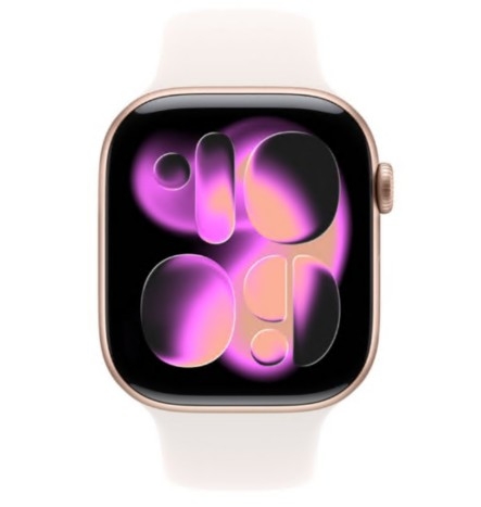 Apple Watch Series 11 (GPS + Cellular) 46 mm alumínio dourado rosa rosado claro tamanho da banda: S/M 64 GB LTE, Wi-Fi 4, UWB, Bluetooth 5G , MFCG4QL/A