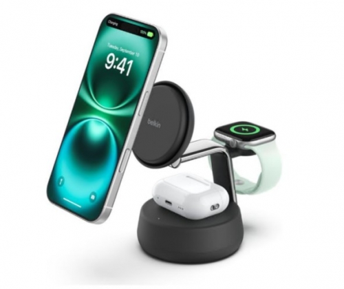 Carregador Belkin WIZ040KQCH UltraCharge Pro 25w Qi2 3in1 Magnetic Charger, Charcoal