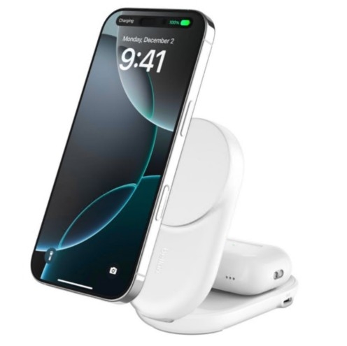 Belkin UltraCharge Base de carregamento sem fios 2-in-1, Qi2, magnetic, foldable + adaptador de energia AC 25 Watt, WIZ039KQWH