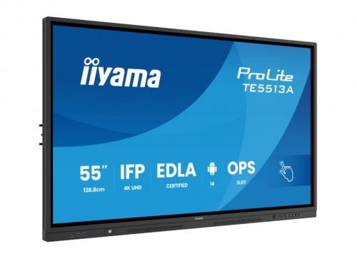 Monitor iiyama ProLite TE5513A-B1AG 55 polegadas Classe Diagonal LCD com luz de fundo LED tela Tátil capacidade opcional de PC embutido 4K UHD