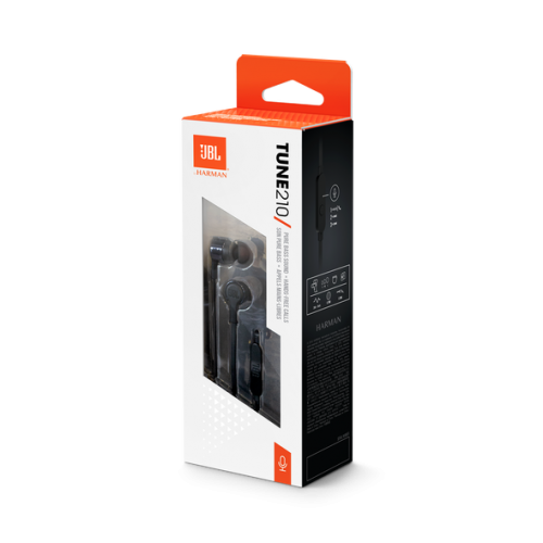 JBL EARPHONES TUNE T210 3.5" C/ BOLSA TRANSPORTE Preto - JBLT210BLACK