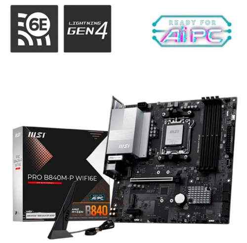 Motherboard Micro-ATX MSI Pro B840M-P WiFi 6E SktAM5, 911-7E77-002