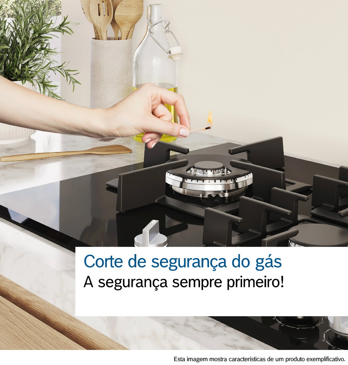 Placa a Gás Bosch Série 4 PNP6B6K40 - 60 cm, Vidro Preto, 4 Queimadores