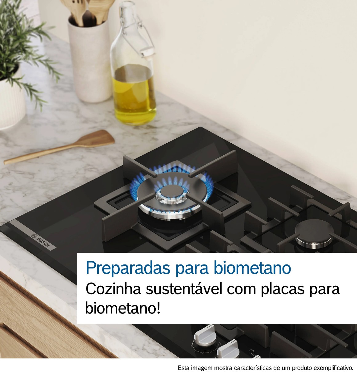 Placa a Gás Bosch Série 4 PNP6B6K40 - 60 cm, Vidro Preto, 4 Queimadores