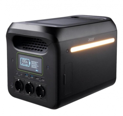 Estação de Energia Portátil Acer GP.ADT11.02E 1229Wh LiFePo4 1800W 3xAC 6xUSB Solar Preta