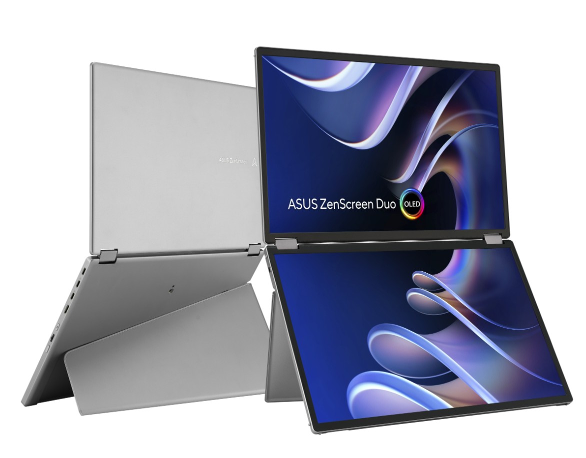 Monitor portátil dobrável ASUS ZenScreen Duo OLED MQ149CD 360° - Dois painéis OLED de 14"
