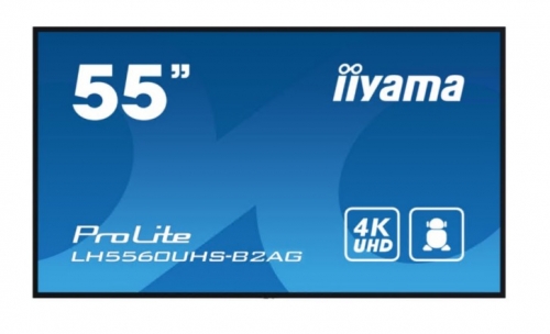 Monitor LED iiyama ProLite LH5560UHS-B2AG 55" 4K UHD sinalização digital com leitor multimédia SoC incorporado