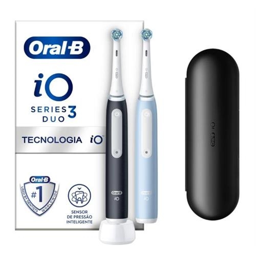 ESCOVA DE DENTES ELÉTRICA BRAUN IO3DUO PRETO+AZUL
