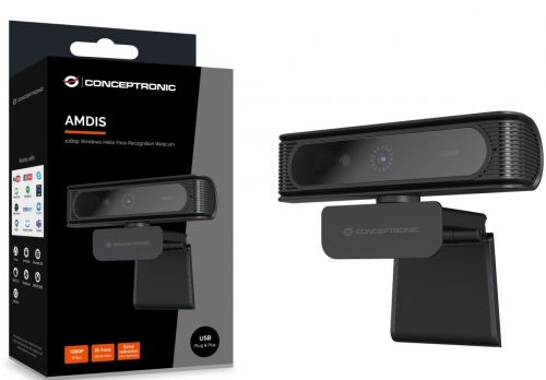 WEBCAM CONCEPTRONIC 1080p Windows Hello Face Recognition Webcam, AMDIS09B