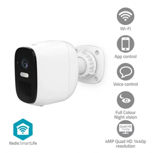 CAMARA NEDIS WIFI SMARTLIFE OUTDOOR 4MPx  2560x1440 / BATERIA 10 MESES , WIFICBO32WT