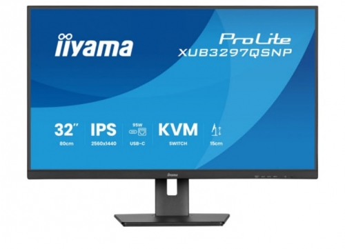 Monitor LED iiyama ProLite XUB3297QSNP-B1 32" QHD 100 Hz IPS 1 ms HDMI, DisplayPort, USB-C preto, mate