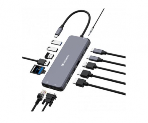 DOCK VERBATIM 4K USB-C 2xHDMI 1xVGA 1xRJ45 3xUSB3.2 2xUSB 1xUSB-C CR 3.5 PD100W