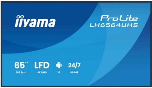 Monitor iiyama ProLite LH6564UHS-B1AG 65" 4K UHD (2160p) sinalização digital com leitor multimédia SoC incorporado