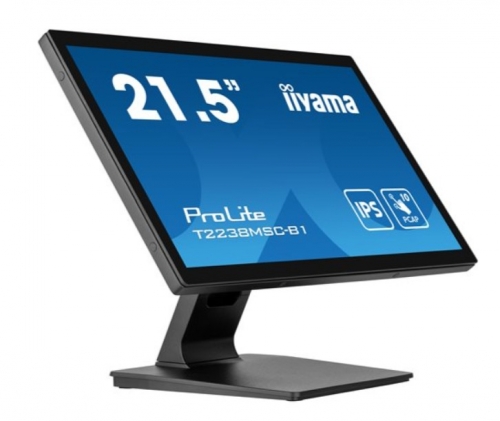 Monitor tátil 21,5" Full HD IPS, 10 pontos, PCAP Optical Bonded, HDMI/DisplayPort, VESA – iiyama ProLite T2238MSC-B1