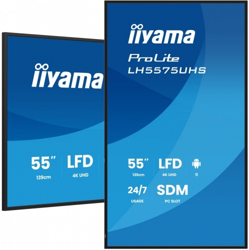 iiyama LH5575UHS-B2AG 55 polegadas 3840x2160 UHD painel IPS Haze 25% 500cd/m2 Paisagem e Retrato