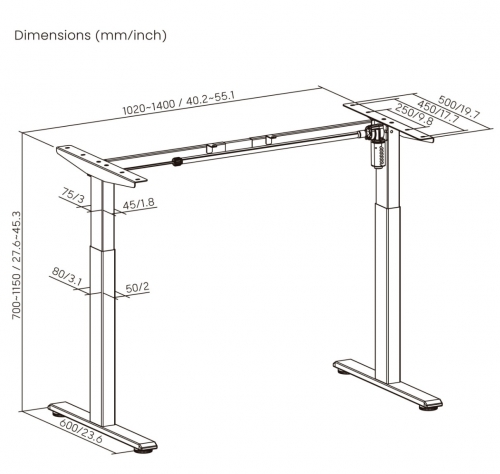 SECRETARIA NAPOFIX DS1400G-M Motorized Desk - Frame