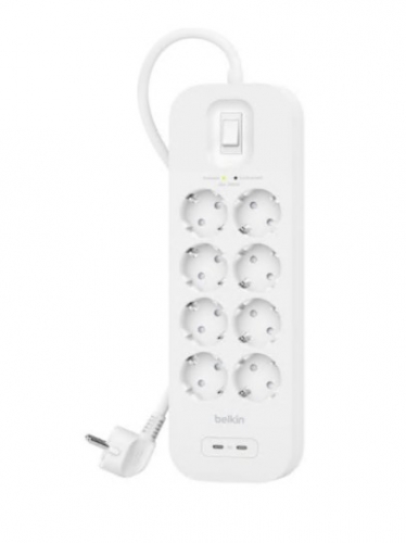 Protector contra picos de corrente com 2 portas USB-C conectores de saída: 8 2 m cabo Belkin Connect SRB004VF2M-V2