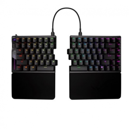 Teclado ASUS ROG Falcata 75% compact retroiluminado 2.4 GHz, Bluetooth 5.0, USB QWERTY EUA interruptores magnéticos ROG HFX V2 preto , 90MP043H-BKUA20