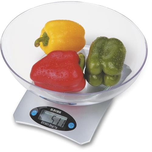 BALANÇA COZINHA HAEGER DIGITAL 5KG.COM TAÇA SANTINI