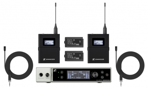 Conjunto de microfones de lapela sem fio digitais SENNHEISER EW-DX MKE 2 (Q1-9). Faixa de frequência: Q1-9 (470,2 - 550 MHz)