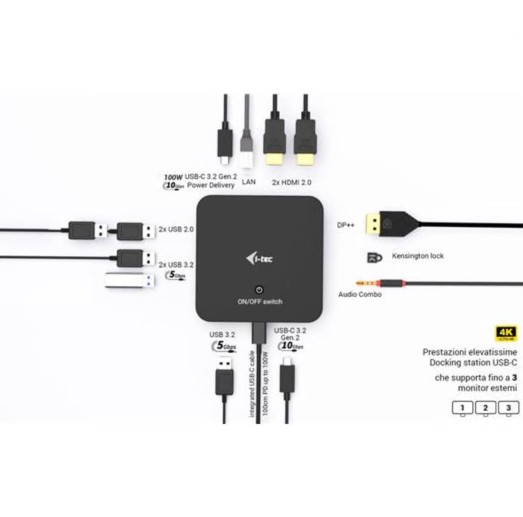 DOCK I-TEC C313VIDEODPPRO USBC DP DUAL HDMI DOCKPD 100W
