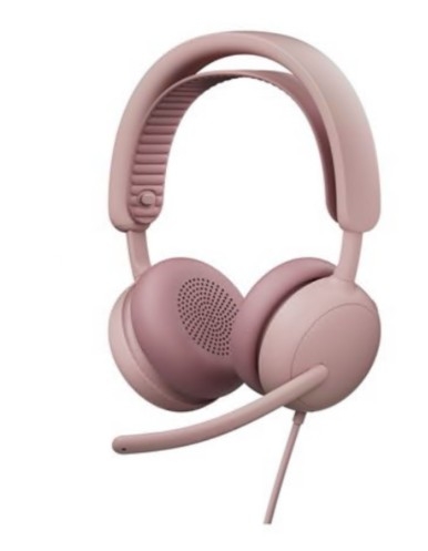 Auscultadores com cabo cancelamento de ruído activo rosa Logitech 981-001616