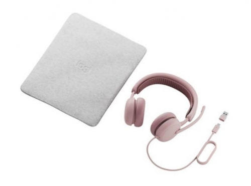 Auscultadores com cabo cancelamento de ruído activo rosa Logitech 981-001616