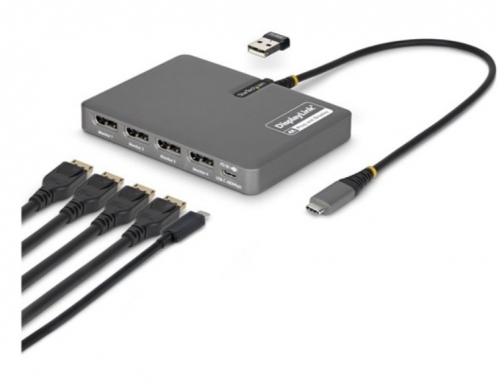 Adaptador USB-C para 4 Monitores StarTech.com QUAD-USB-DP-ADAPT – 4× DisplayPort 4K 60 Hz