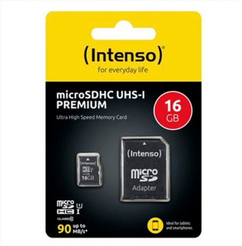 Cartão de Memória MicroSDHC Intenso UHS-I Premium – 16GB, Class 10, com Adaptador SD