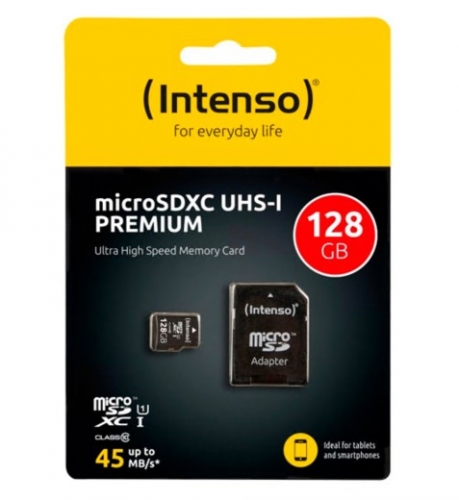 CARTÃO MEMORIA INTENSO MICROSD 128GB UHS-I PREMIUM C ADAPTADOR