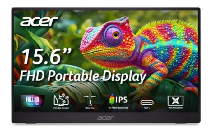 Monitor 15,6" Full HD portátil Acer PM1 PM161QB Preto UM.ZP1EE.101