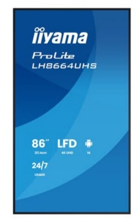 Monitor de sinalização digital iiyama ProLite LH8664UHS-B3AG 86" Android 4K UHD