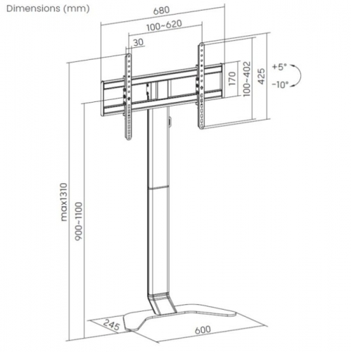Suporte de Chão para TV Equip 650614 | 37" a 86" | VESA até 600x400 | Ajustável | 45 kg