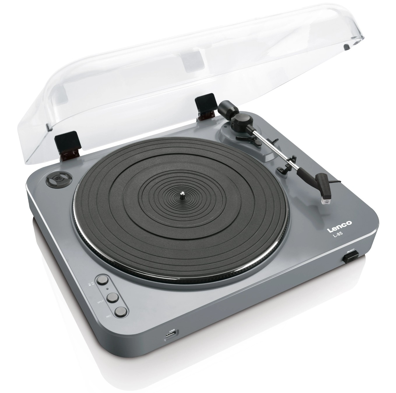 Gira-Discos Lenco L-85 Grey - USB para Vinil, Cinzento